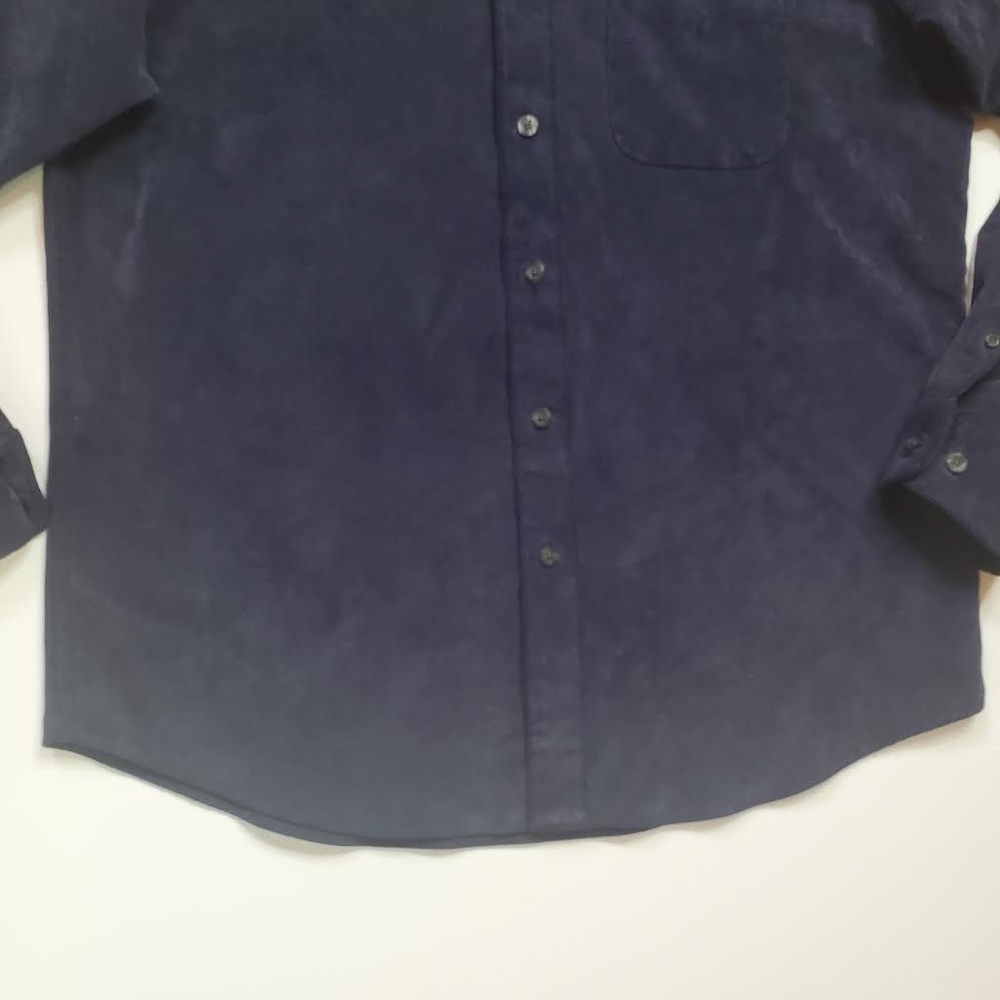 Tasso Elba Corduroy Navy Blue Button Down Medium Shirt - Picture 3 of 8